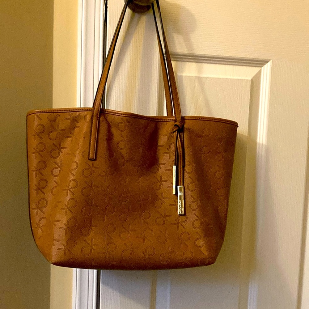 Calvin Klein brown soft leather tote. Gently used